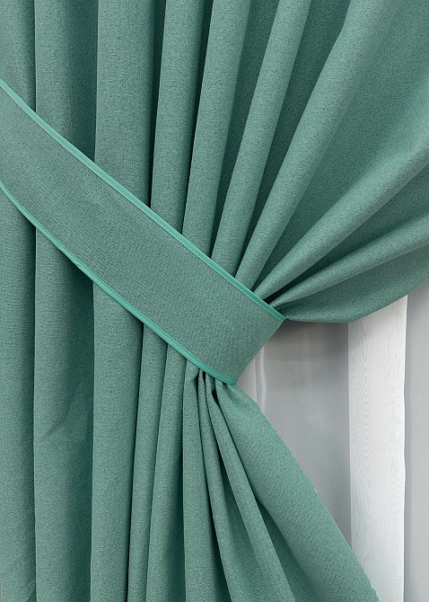 Премиум шторная ткань blackout 100%, двусторонняя, коллекция «ASHEN NIGHT» цвет бирюзовый 1849ш Киев - изображение 5