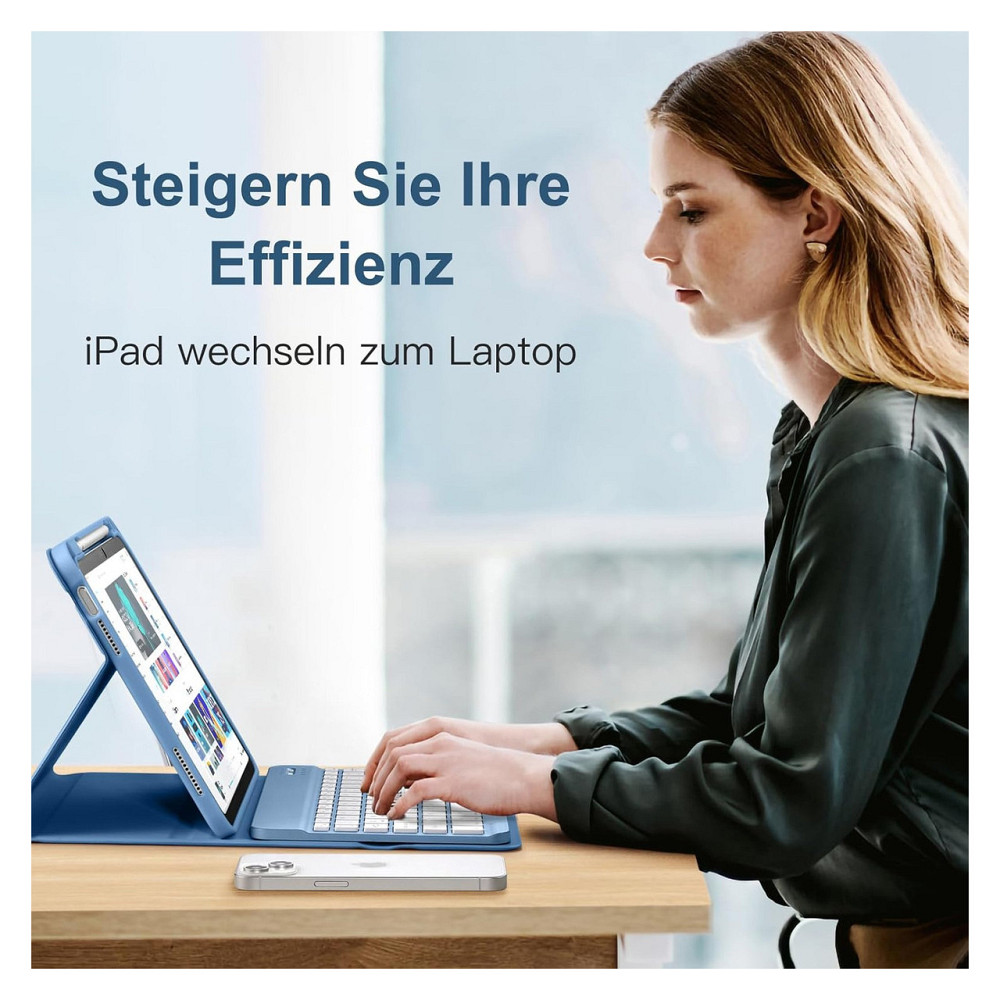 Чохол з клавіатурою Vobafe для iPad 10 10.9'' та iPad A16 11'' синій Bluetooth магнітна знімна клавіатура 7 кольорів USB-C TPU Київ - фото 8