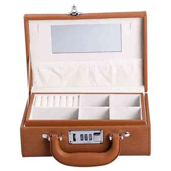 Шкатулка для украшений из эко кожи 2 яруса с кодовым замком органайзер для ювелирных изделий HP-5-24R Киев