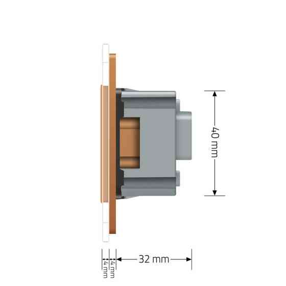 Розумний сенсорний EC вимикач 2 сенсора 1 розетка Livolo золото скло (VL-M7FC2Z2/FCTC16A-2AP Коломия