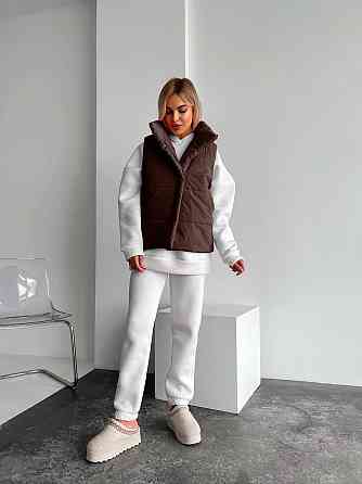 Жіноча тепла жилетка на блискавці без капюшона плащівка на синтепоні Шоколад, 42/44 Одеса