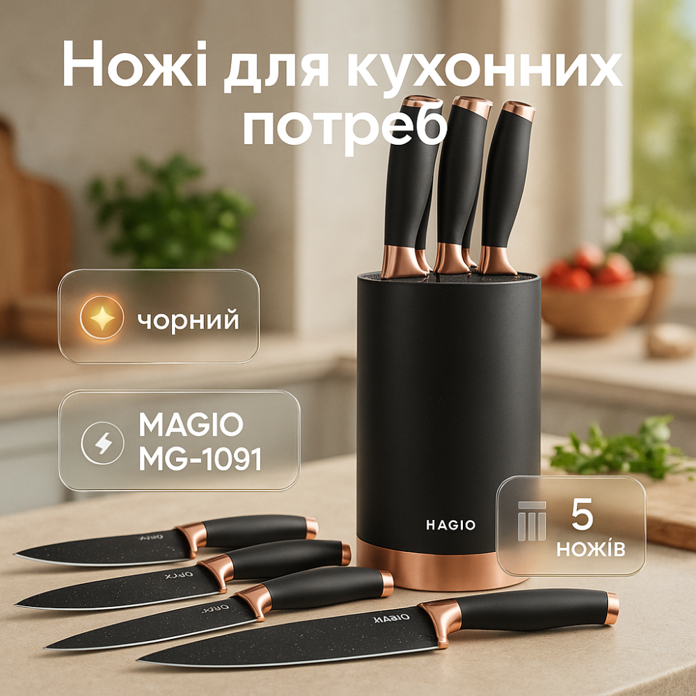 Хороші ножі для кухарів Magio MG-1091, Комплект гострих ножів для кухні, Кухонні ножі домашні TL-76 Львів - фото 14