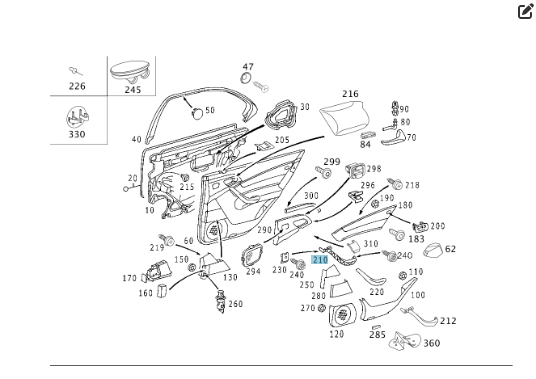 Mercedes-Benz  A2208101054 1434 Основа внутрішньої ручки закриття задніх правих дверей колір бежевий S-class long V220 Одесса - изображение 2