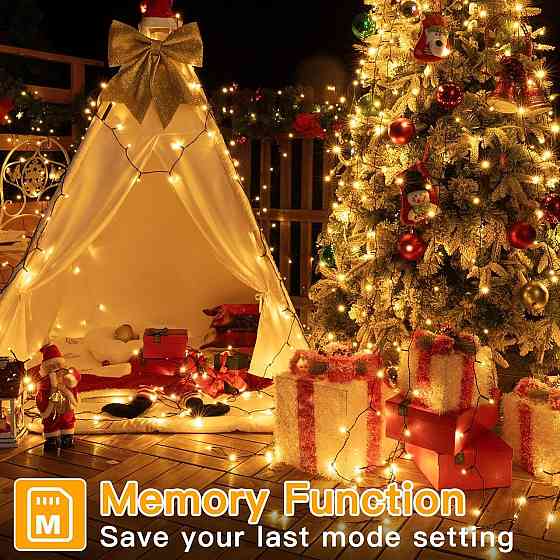 Гірлянда SKYELE 12 м 120 LED теплий білий, вулична IP44, 8 режимів, таймер, пульт, регулювання яскравості, новорічна Київ