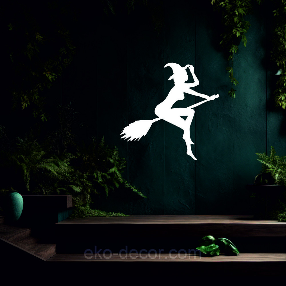 Декоративное настенное Панно «Ведьма на метле», Декор на стену 70*68 см, Белый Киев - изображение 6