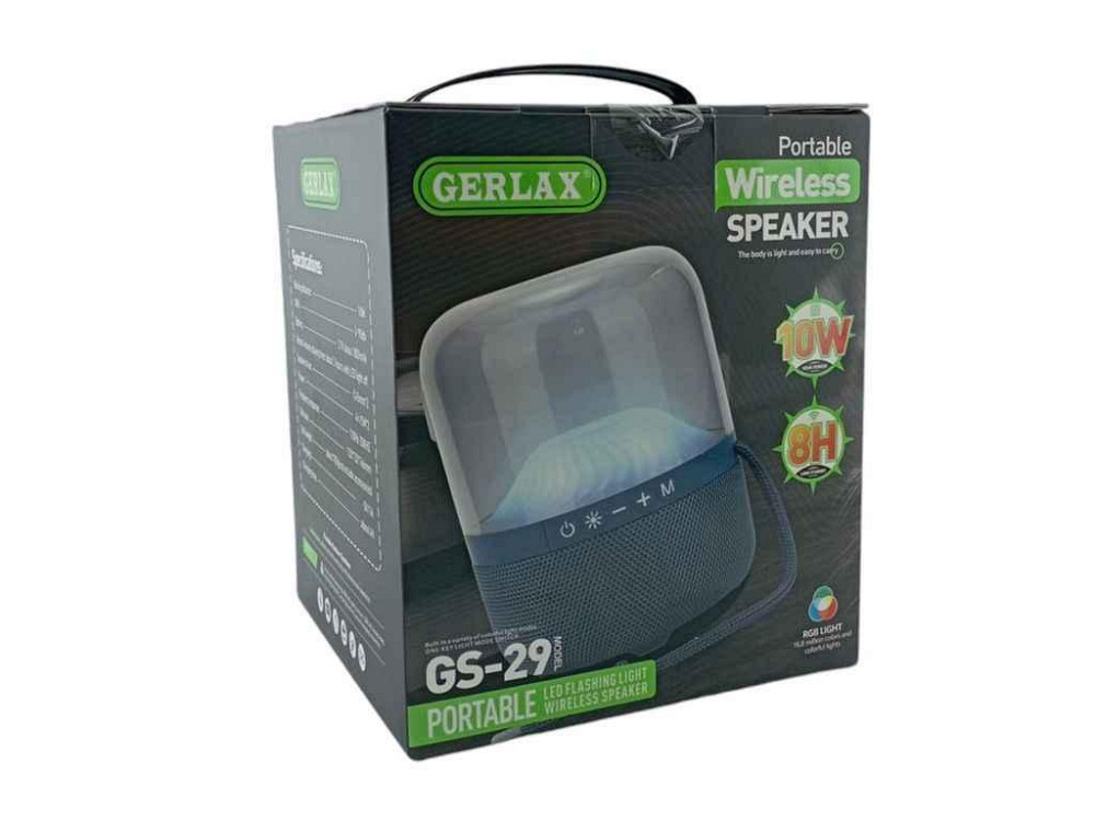 Портативная колонка GS-29, BT / USB / FM / AUX /microSD LED, 1800mAh 13x13x17cm темно-синяя ТМ Gerlax Киев - изображение 1