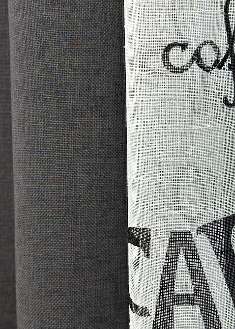 Комплект штор VR-Textil Льон Мішковина 200х270 2шт і Тюль 600х270 1140ш-1791т Графітовий з білим 71-064/7 Київ - фото 7