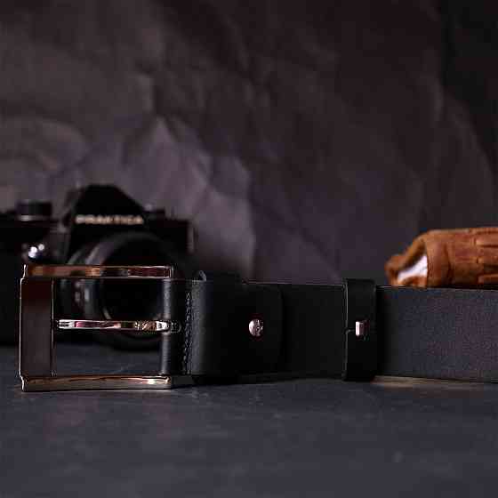 Зручний ремінь під джинси з натуральної шкіри GRANDE PELLE 11683 Чорний Київ