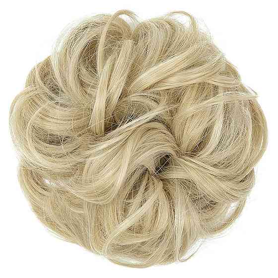 Шиньйон-гумка JJstar Large Bun Каштановий Кучерявий пучок накладний з резинкою об'ємний Київ