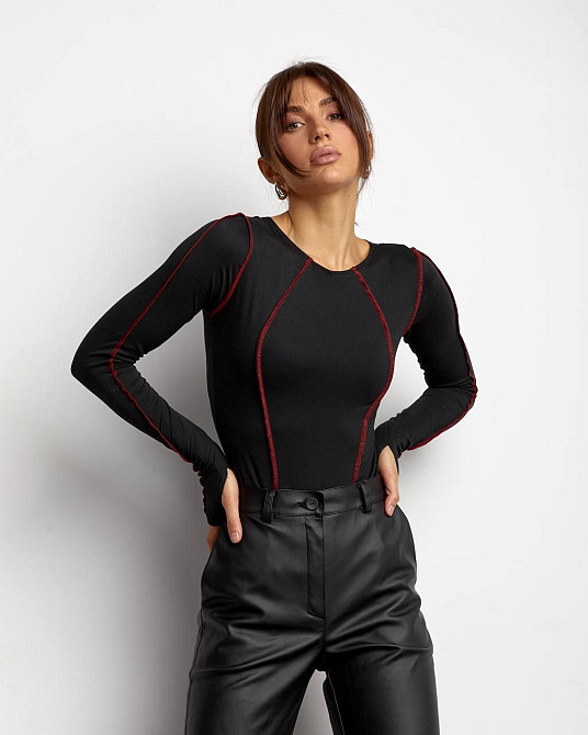 Женский базовый боди с кантом бифлекс Черный, 46/48 Одесса - изображение 7