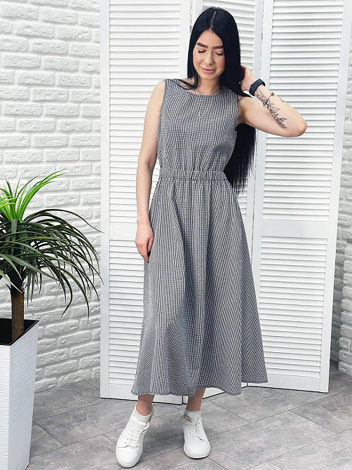 Довга літня сукня "Айріс" оптом | Норма и батал | Розпродаж моделі Чорний, 50-52 Київ - фото 3