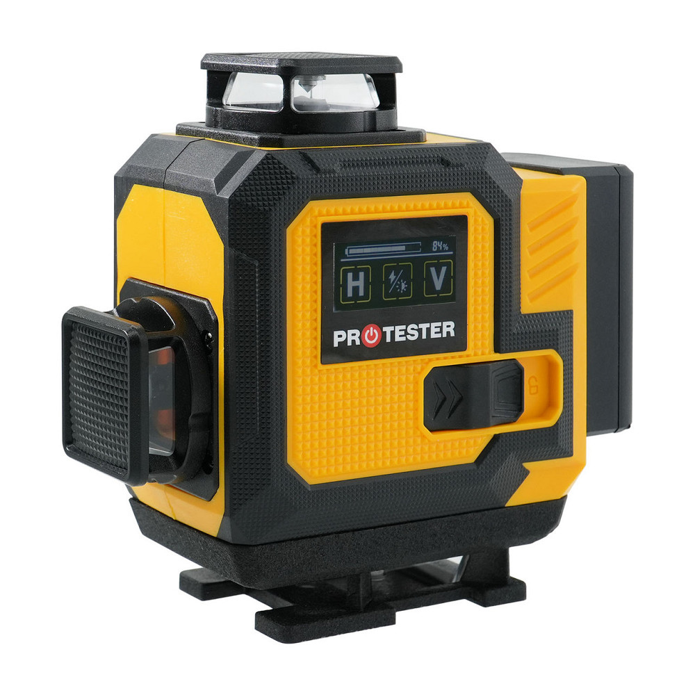 Лазерний рівень 16 ліній 4D (2xH360/2xV360, LCD-дисплей, пульт ДК + ШТАТИВ — зелений промінь) PROTESTER LL616G-TR Одеса - фото 1