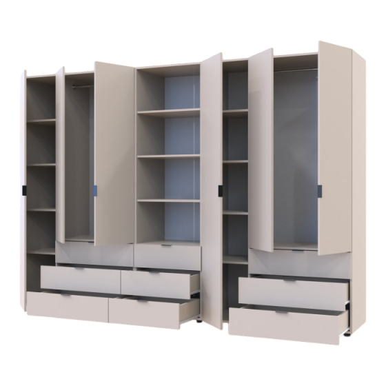 Шафа для одягу Doros Гелар Кашемір 3+3ДСП з пеналом 292.4х49.5х203.4 (DRS-011926) Львів