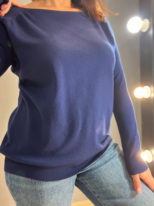 Джемпер женский ACCORDDREAM 9377 тонкий свитер простой базовый однотонный, темно-синий, one size Киев - изображение 6