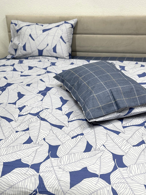Ecotton Комплект постільної білизни Ecotton полуторний 150х215 см Листя синій (21004АВ) Киев - изображение 4