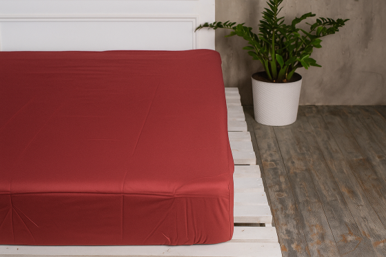 Ecotton Простирадло на резинці Ecotton 90х200 см однотонне бордо Marsala Коломия