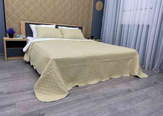 Покривало стьобане з наволочками Expo Trade ромб 220x220 (+-10 см) бежевий (85-163) Київ