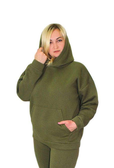 Жіноче худі на флісі батал Хакі 2XL/3XL Харків - фото 1