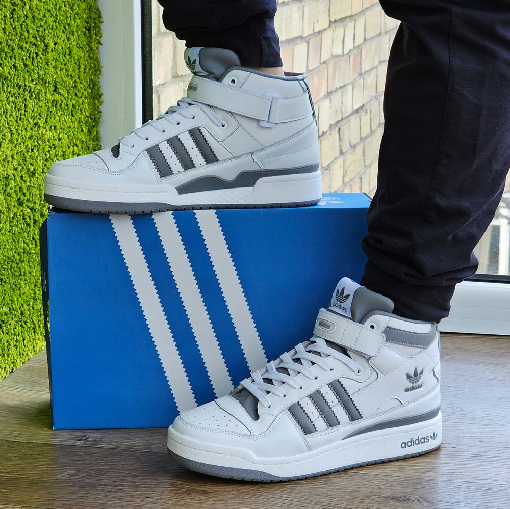 Високі Білі Кросівки Adidas Forum Шкіряні Чоловічі Черевики Адідас Форум (розміри: 41,42,43,45,46) Дніпро - фото 1