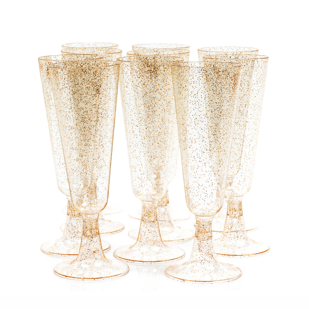 Набор бокалов пластиковых для шампанского премиум класса 10 шт,многоразовые для торжеств золото Каменец-Подольский - изображение 5