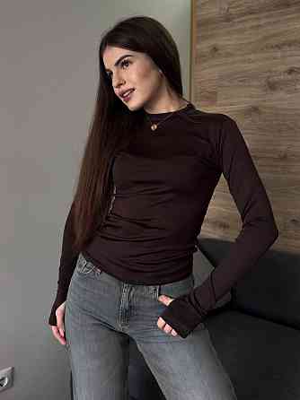 Жіночий модний лонгслів із вирізом для пальчиків мікродайвінг Шоколад, 46/48 Одеса