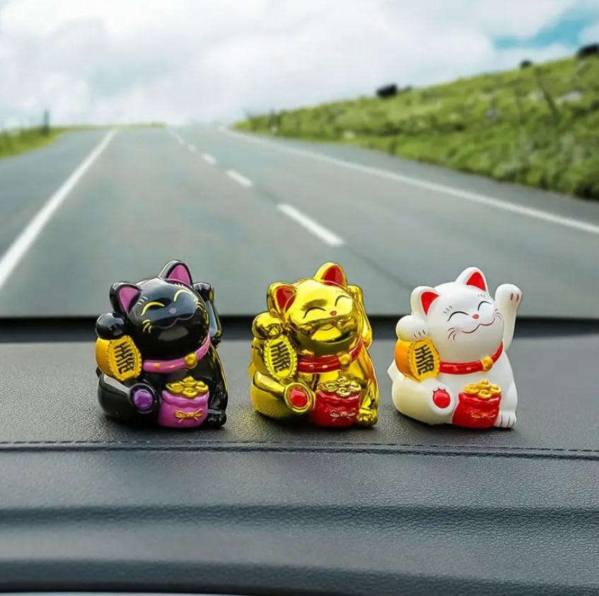 Мини-фигурка Манеки-неко на солнечных батареях – японский талисман удачи и богатства. Цвет Золото Киев - изображение 3