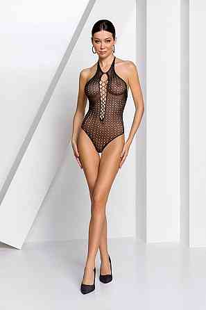 Бодістокінг з декольте Passion BS088 black, імітація корсетної шнурівки Sex Aura Київ
