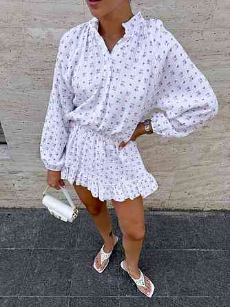 Женское легкое платье-комбинезон с принтом натуральный муслин 46/48, Белый 2 Одесса