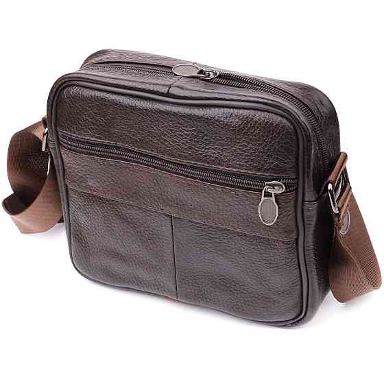 Горизонтальна зручна сумка з ручкою для чоловіків з натуральної шкіри Коричневий (Vintage) Київ