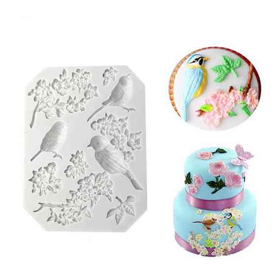 Молд силиконовый Птицы 117 на 90 мм серый Киев