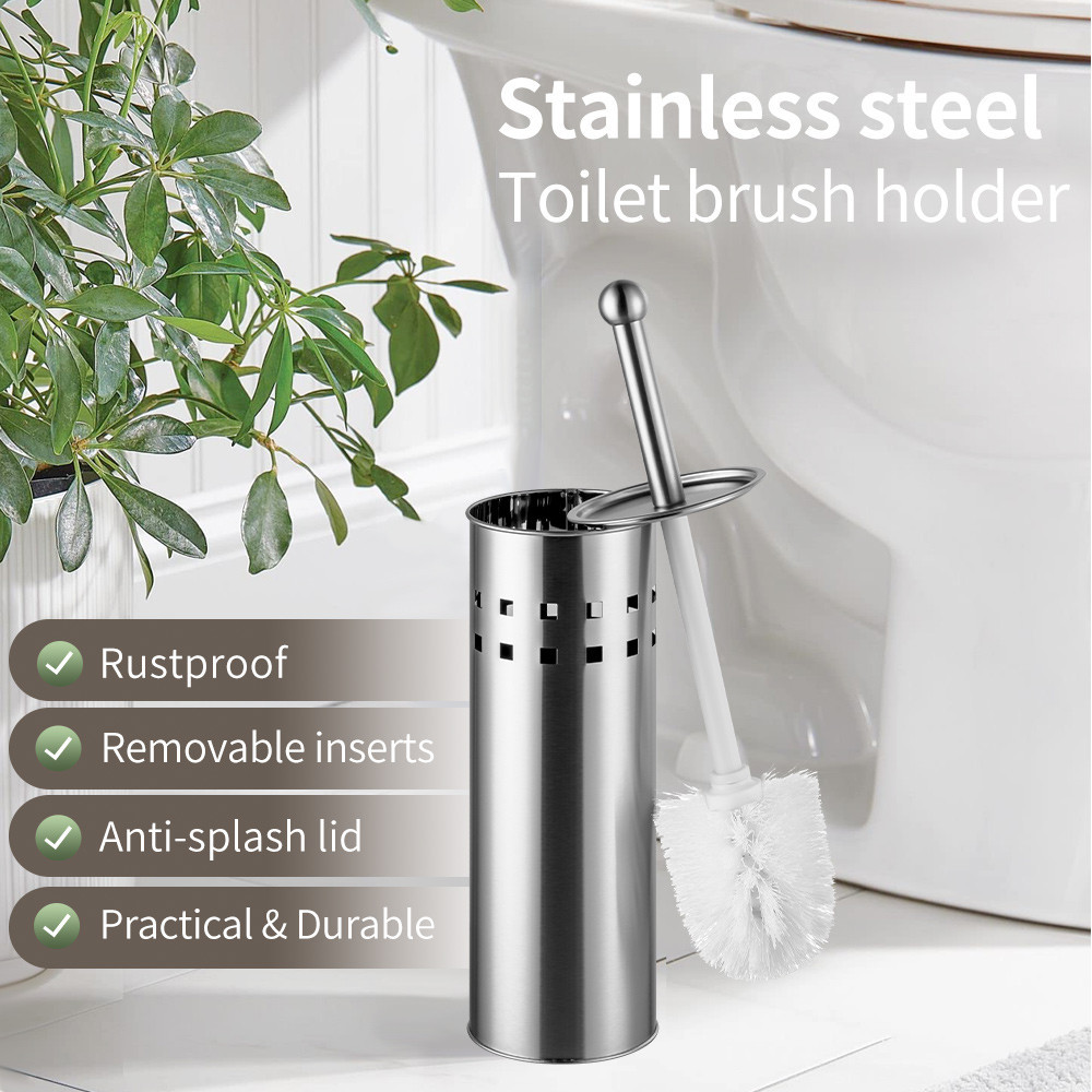 Йоршик для унітазу підлоговий Zerix LR902 Chrom Classic металевий з кришкою від бризок колір хром (ZX2708) Черновцы - изображение 4