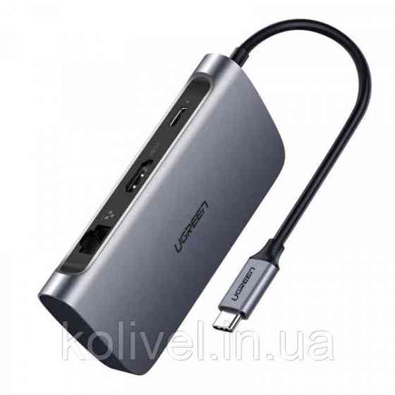 Док-станція USB3.0 Type-C --> USB 3.0x2/HDMI/RJ45/SD/TF/PD Ugreen CM212 Сіра (50852) Киев