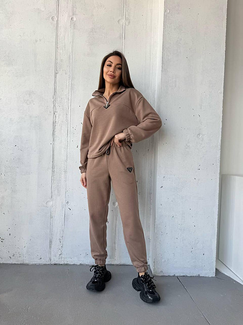 Женский повседневный костюм двойка: кофта и брюки двуухнитка-петля Капучино, 42 Одесса - изображение 6