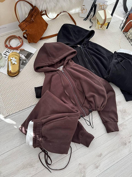 Жіночий повсякденний теплий костюм двосторонній Фліс Шоколад, 42/44 Одеса - фото 5