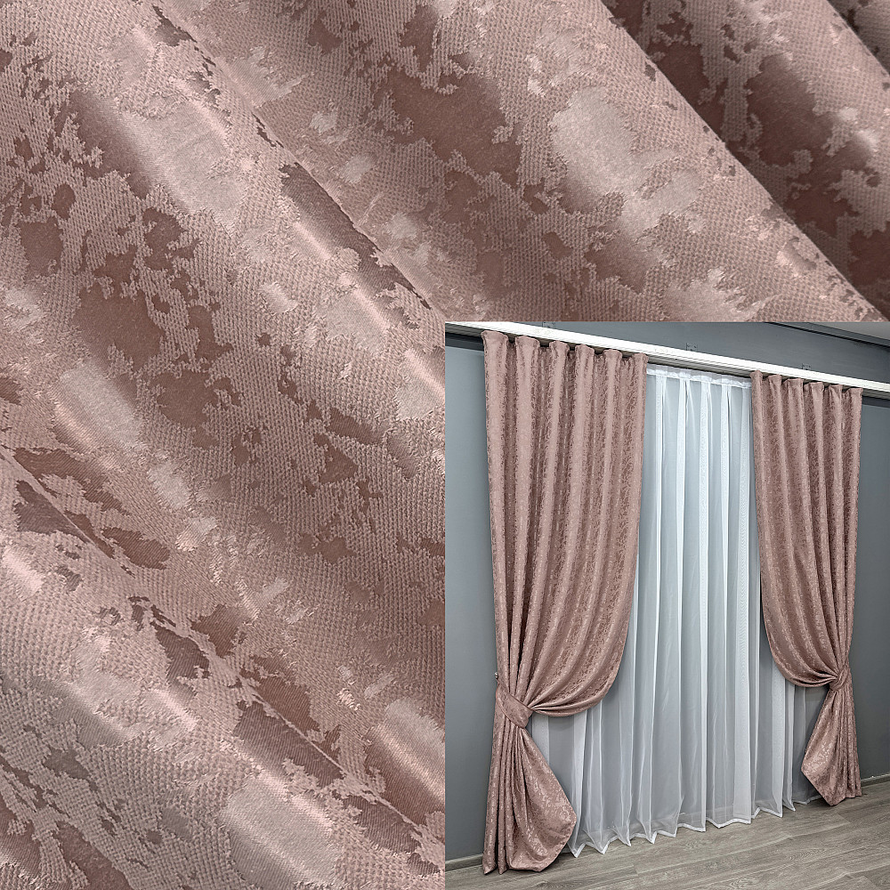 Комплект готових штор VR-Textil Льон мармур Pavliani VO № 1716ш пудровий 130х270 см 2 шт (39-140) Київ - фото 1