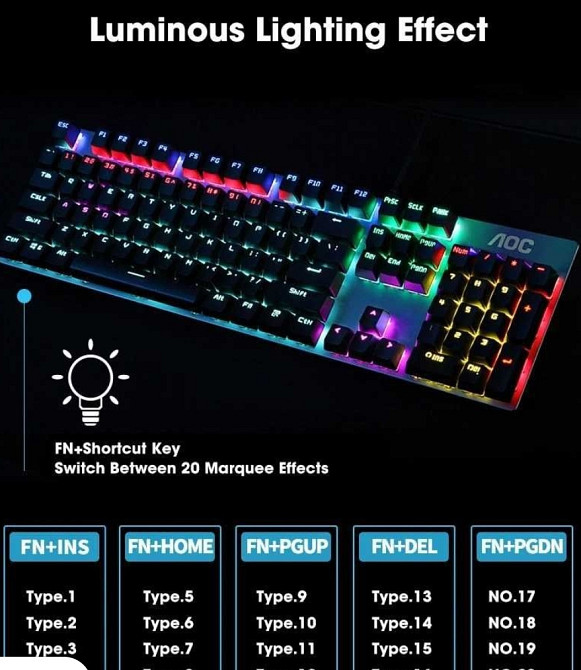 Новая механическая клавиатура AOC GK410 с двумя наборами кейкапов! Харьков - изображение 2