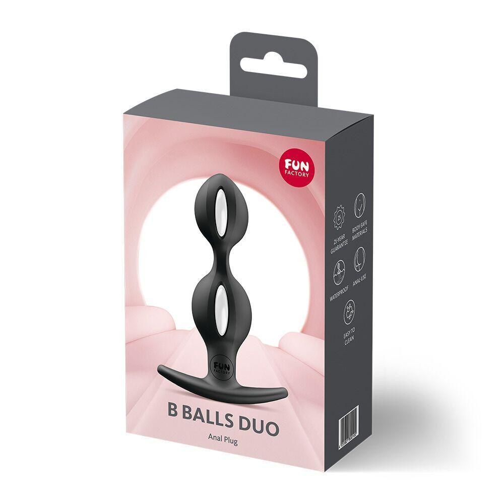 Анальні кульки Fun Factory B BALLS DUO Black, ефект вібрації, діаметр 3,2 та 3,6 см Sex Aura Київ - фото 4
