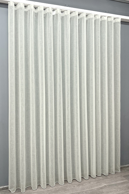 Тюль VR-Textil 2041т Лен Шлифованный однотонный с отблеском Молочный 400х270 см (42-1159) Киев - изображение 3