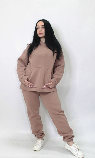 Женский спортивный теплый костюм трехнитка на флисе Какао XL/2XL Харьков - изображение 9