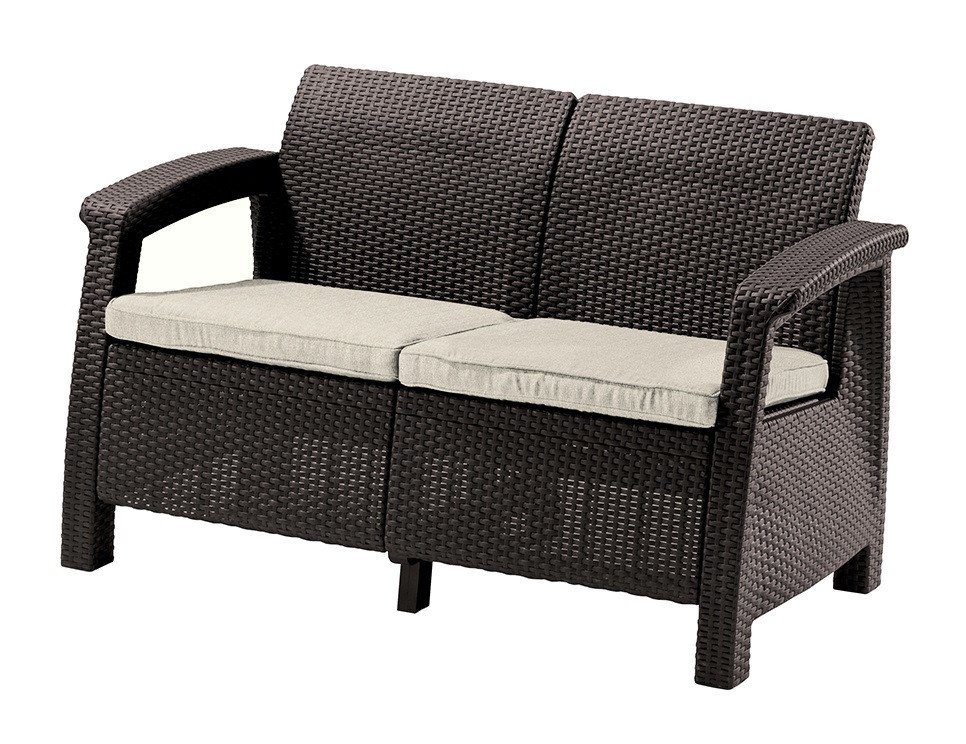 Диван пластиковий садовий Keter Corfu II Love seat, коричневий Київ - фото 8