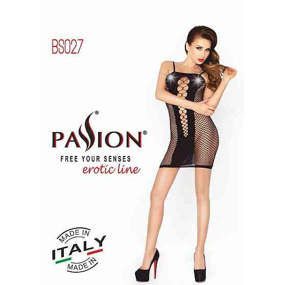 Бодистокинг Passion BS027 black, платье-сетка на бретелях, очень откровенное Sex Aura Киев