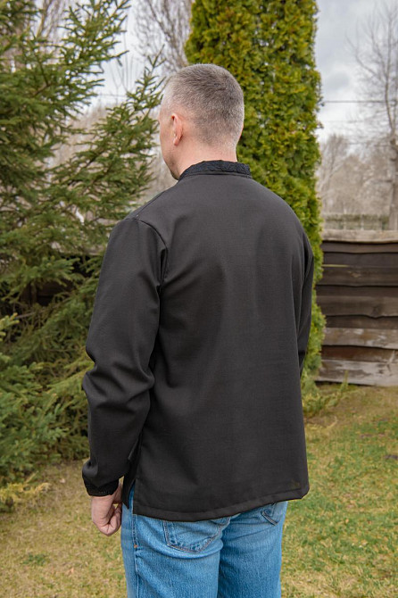 Вишиванка сорочка чоловіча лляна, чорна з гербом, лен, вишиванки чоловічі в Україні Київ - фото 3