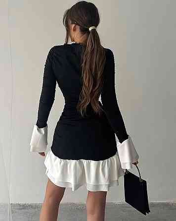 Жіноча стильна міні сукня масло + шифонові вставки Одеса