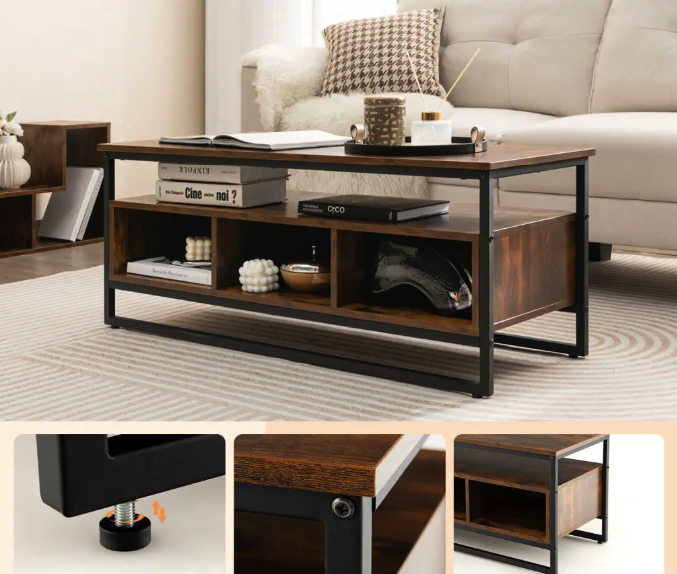 Комод тумба для дому під тв довга сучасна з полицями Costway Mary в стилі лофт Київ - фото 8