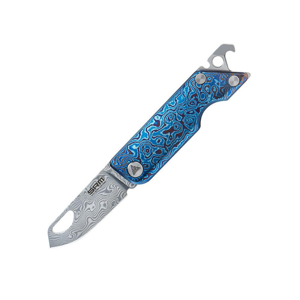 Ніж складаний кишеньковий SRM 6435, (4.1 см) Damascus / Titanium блакитний Київ - фото 1