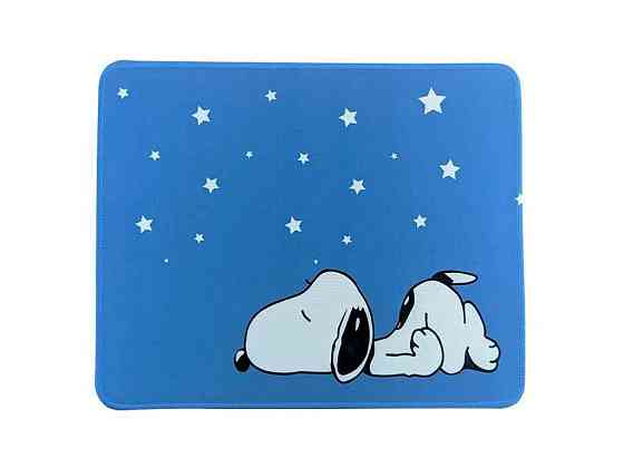 Коврик для мышки 250x210мм персонаж Snoopy синий/голубой с боковой прошивкой антискользящая основа ТМ GERLAX Киев