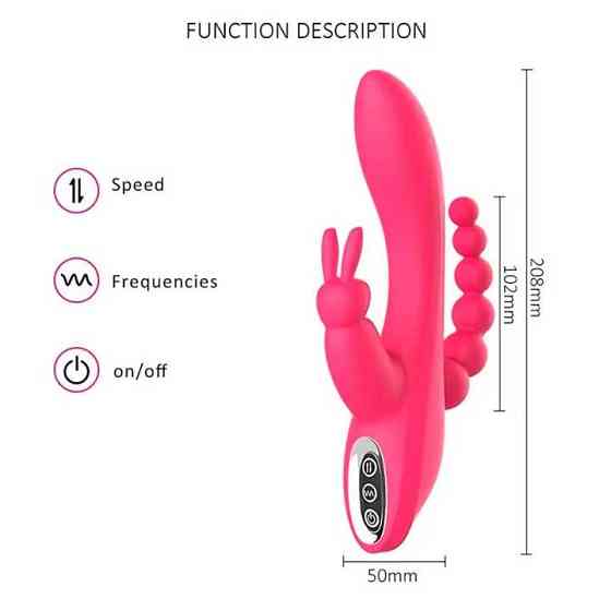 Вагінально-анальний вібратор Super Rebbit 3в1 12 режимів Фуксія Вінниця