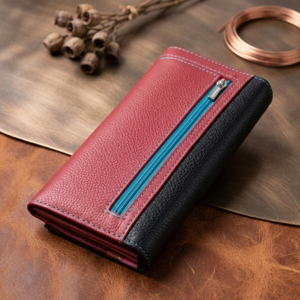 Місткий гаманець для прекрасних жінок із натуральної шкіри ST Leather 22517 Різнокольоровий Київ - фото 14