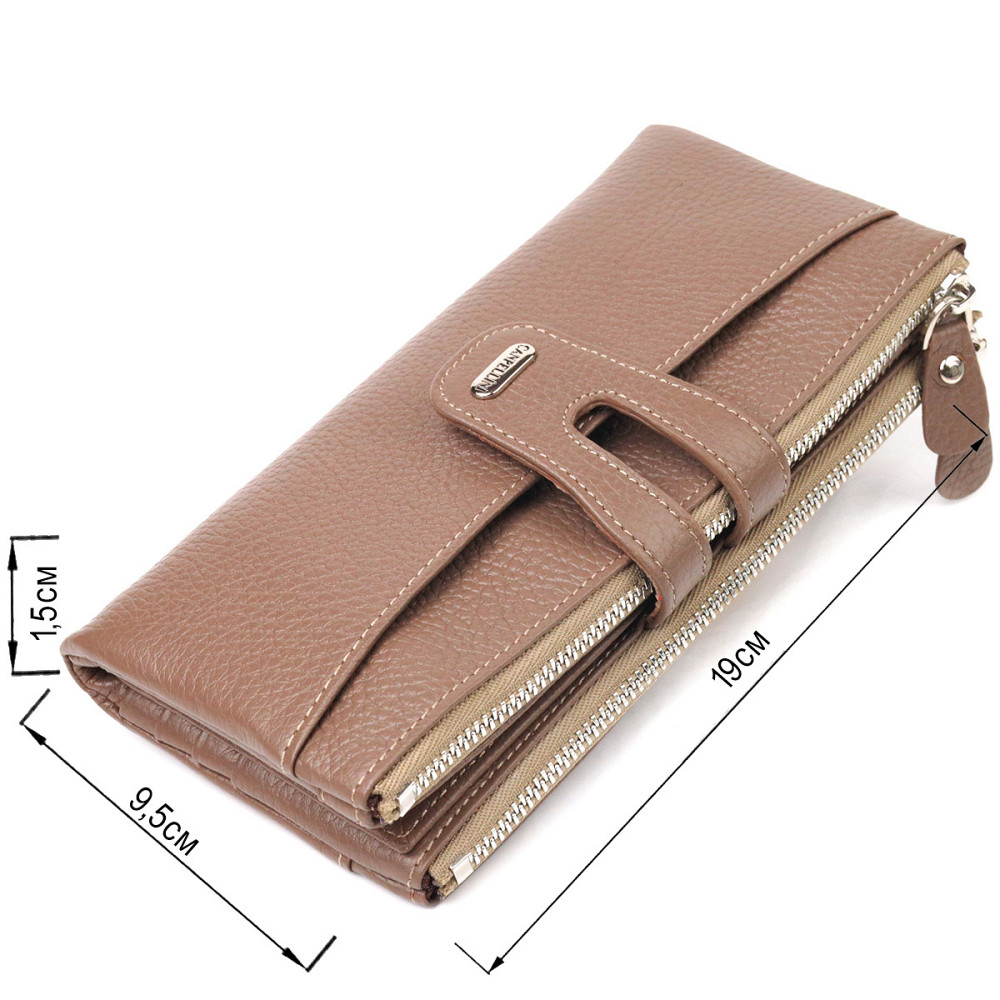 Интересный кошелек из натуральной зернистой кожи Бежевый (CANPELLINI) Киев - изображение 7