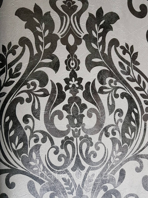 Шпалери вінілові на флізелін AS creation New-life вензелі великі чорні на сірому однотоне під штукатурку Київ - фото 3